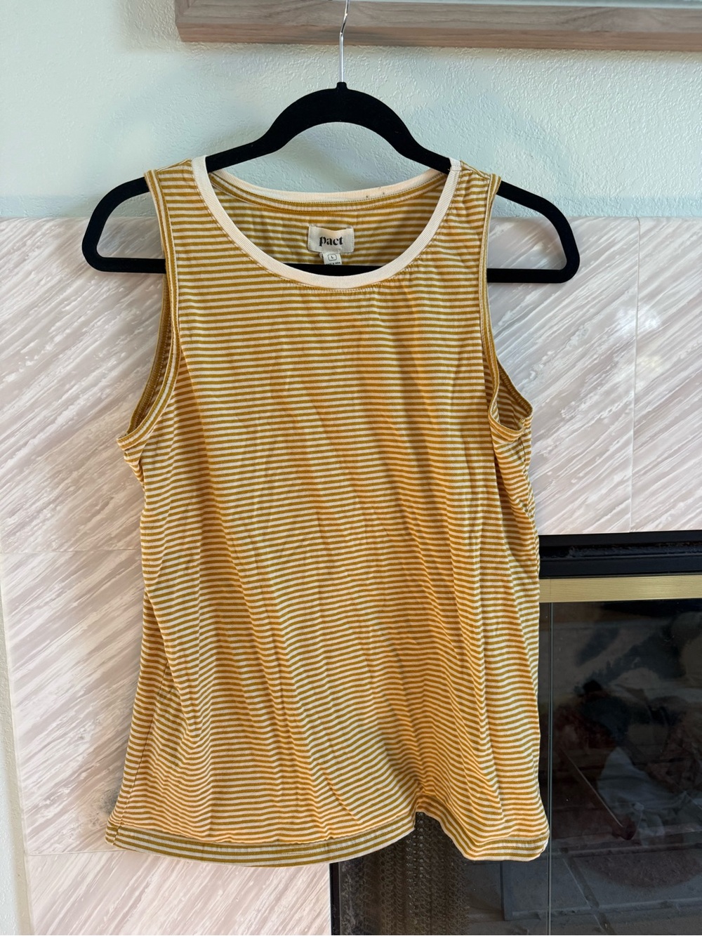 Pact Women's Mustard Striped Tank Top